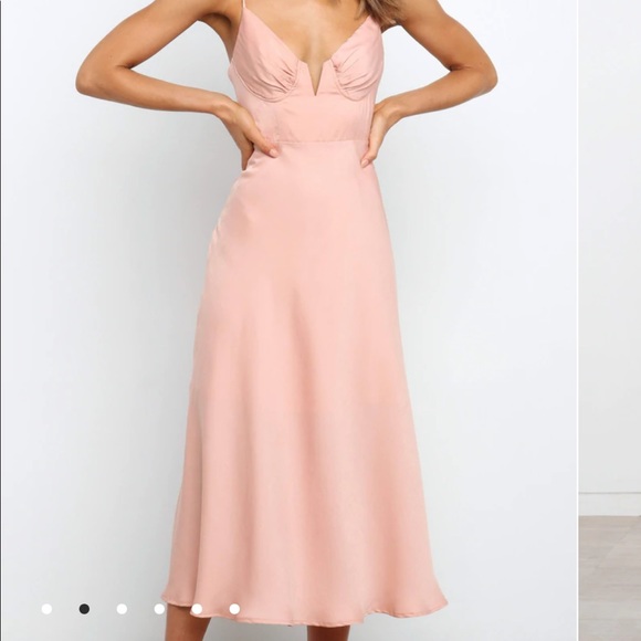 Petal & Pup, Tino Midi Dress, Peach/Blush, Size 6 - Picture 2 of 9